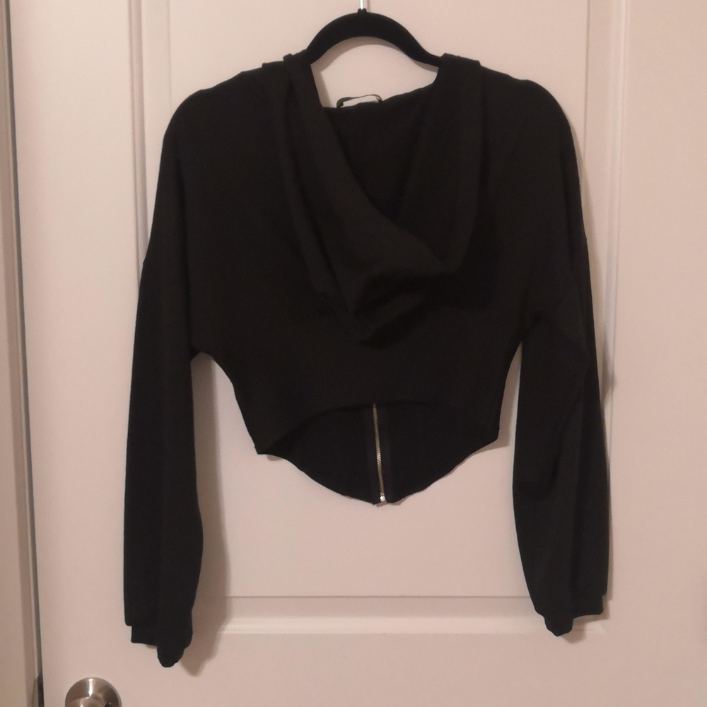 Zip-up Hooded Crop - Picture 4 of 4